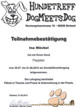 212 | Urkunde Hundeführerlehrgang 2010